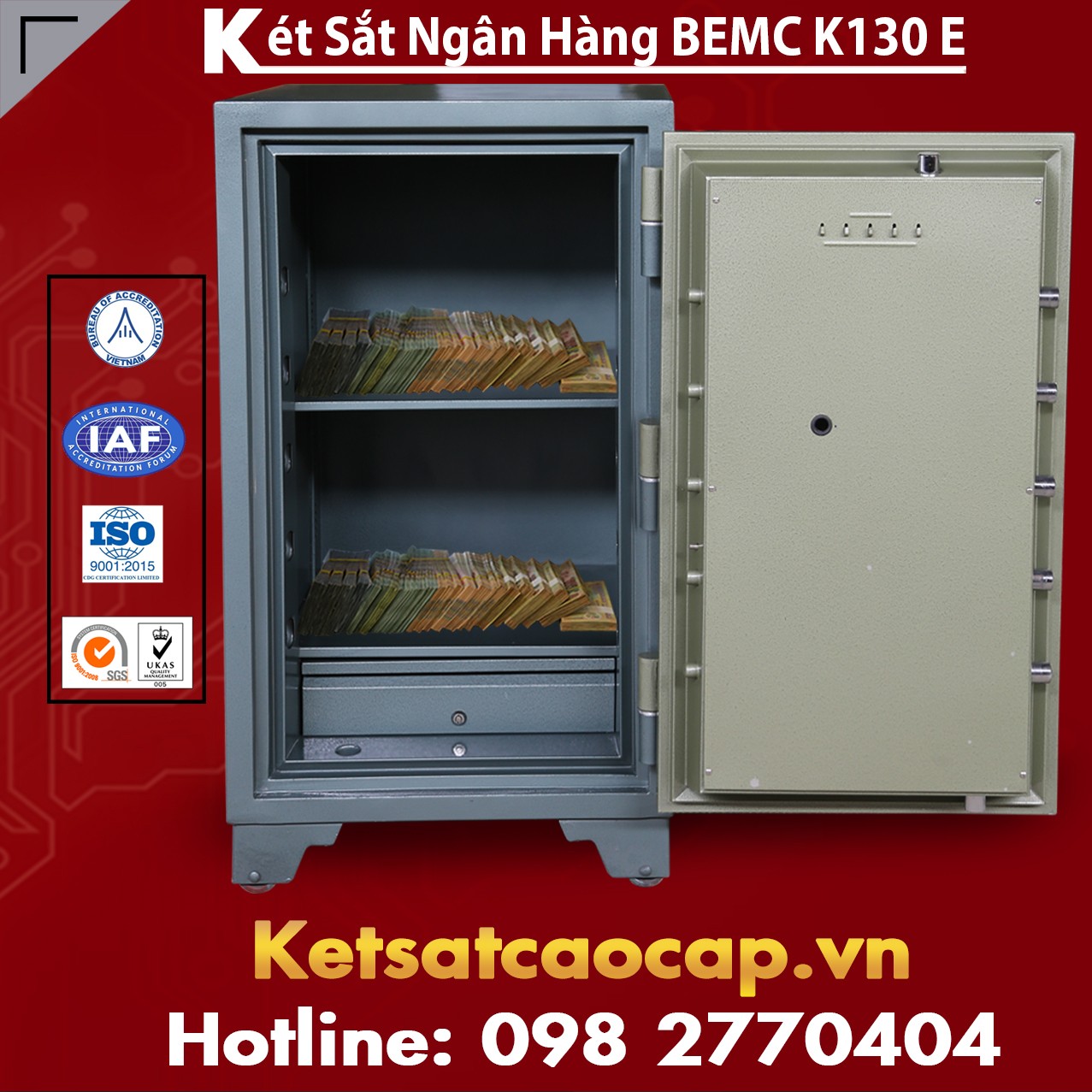 Két Sắt Ngân Hàng BEMC K130E Điện Tử Thiết Kế Khóa Công Nghệ Hàn Quốc